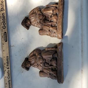 VINTAGE 1940's SYROCO WOOD PIRATE BOOKENDS